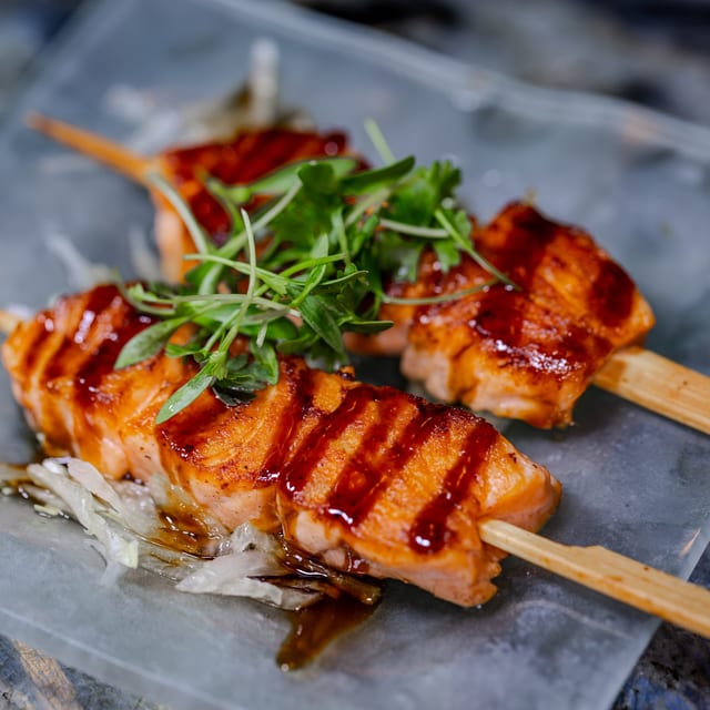 Salmon Skewers.