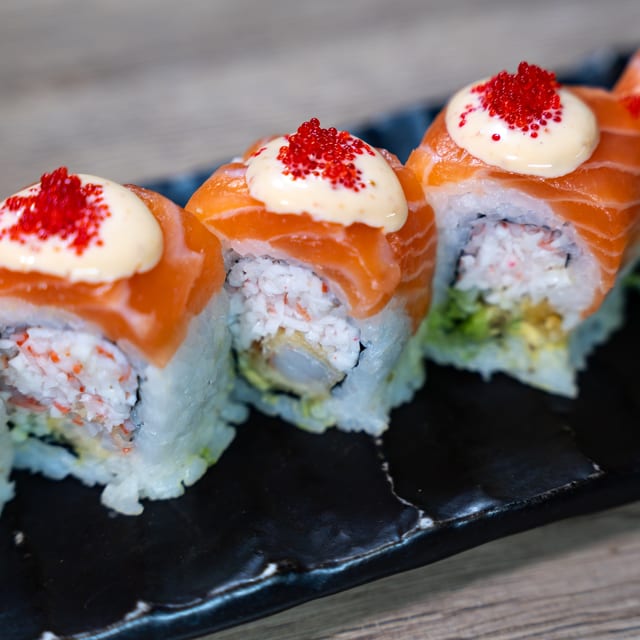 Crispy Shrimp Salmon Roll.