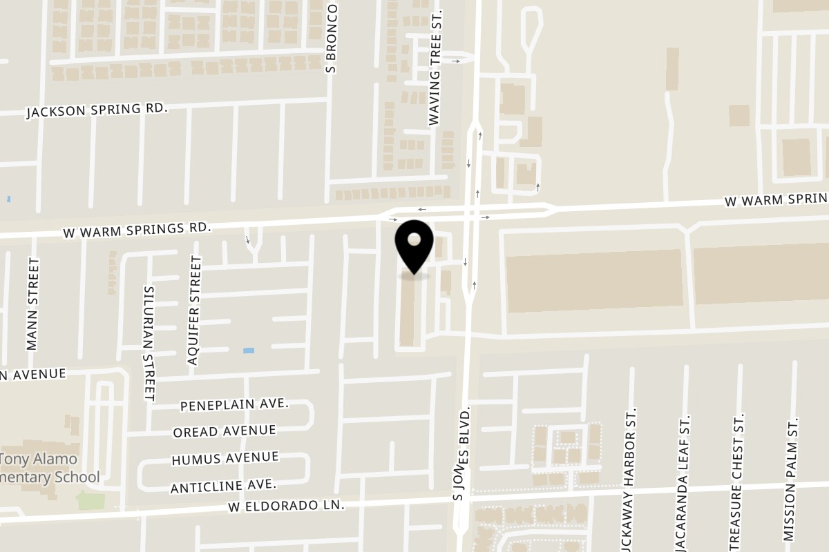 Map showing the location of Soho Japanese Restaurant on 7377 S Jones Blvd Ste 116 in Las Vegas
